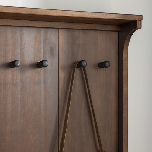 Corrigan Studio® Malena Pine Solid Wood Hall Tree with Bench and Shoe